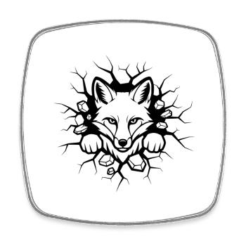 Fuchs Wanddurchbruch Illustration - Viereckiger Kühlschrankmagnet - Weiß - Vorne