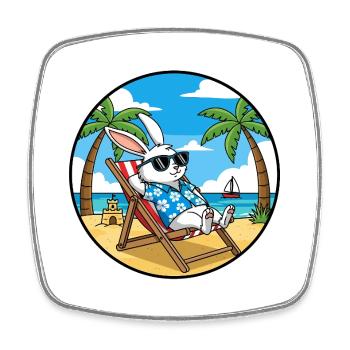 Coole Rabbit Beach Vacation Summer Vibes - Viereckiger Kühlschrankmagnet - Weiß - Vorne