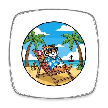 Ambiances estivales cool de vacances à Tiger Beach - Magnet carré - blanc - Devant
