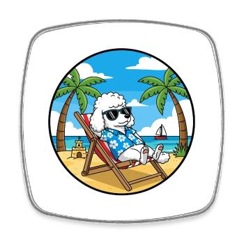 Coole Pudel-Strandurlaubs-Sommerstimmung - Viereckiger Kühlschrankmagnet - Weiß - Vorne