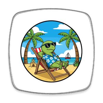 Coole Turtle Beach Vacation Sommer-Vibes - Viereckiger Kühlschrankmagnet - Weiß - Vorne