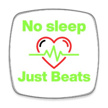 No Sleep – Just Beats! Pulsierende Partynacht - Viereckiger Kühlschrankmagnet - Weiß - Vorne