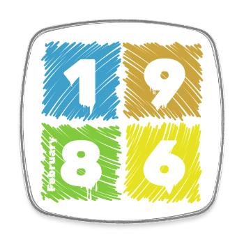 40. Écussons de Farbige du Geburtstag depuis 02/1986 - Magnet carré - blanc - Devant