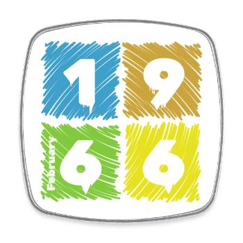 60. Écussons Geburtstag Farbige depuis 02/1966 - Magnet carré - blanc - Devant