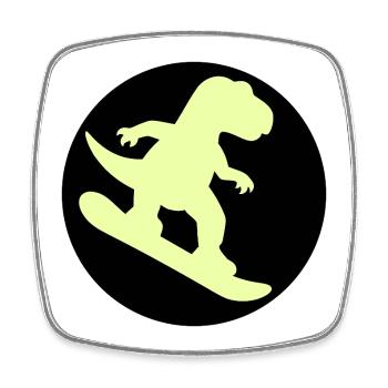 Kinder Snowboard Dinosaurier - Viereckiger Kühlschrankmagnet - Weiß - Vorne