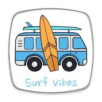 Surf Vibes Van de voyage vintage bleu Surf Surf - Magnet carré - blanc - Devant
