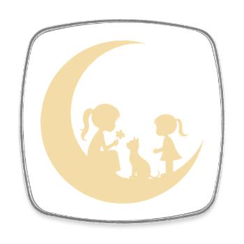 Silhouette de la Fêle Fleur sur la Lune - Magnet carré - blanc - Devant