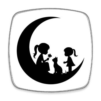 Silhouette de la Fêle Fleur sur la Lune - Magnet carré - blanc - Devant