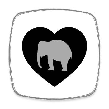 Éléphant - Magnet carré - blanc - Devant