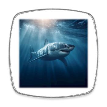 Great White Shark in Sunlight Design Ocean - Square fridge magnet - white - Front