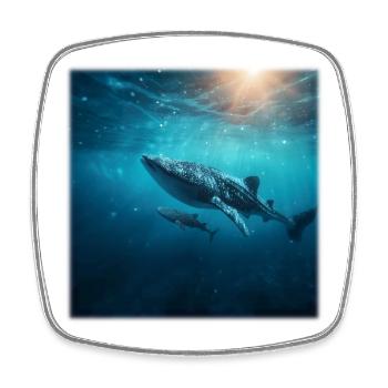 Walhai Mutter mit Baby Unterwasser Natur - Viereckiger Kühlschrankmagnet - Weiß - Vorne