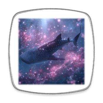 Whale shark in a magical sea of flowers Fantasy Design - Square fridge magnet - white - Front