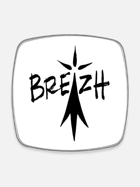Black Breizh ermine pattern - Square fridge magnet - white