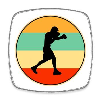 Retro-Box-Silhouette-Kampfsportler - Viereckiger Kühlschrankmagnet - Weiß - Vorne