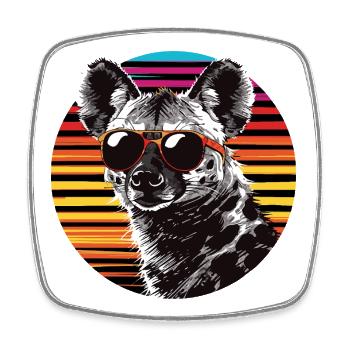 Sunglasses dog in neon retro - Square fridge magnet - white - Front