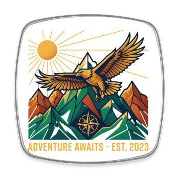 adventure awaits - Square fridge magnet - white - Front