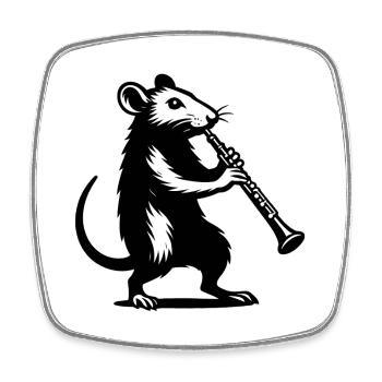 Souris jouant de clarinette - Magnet carré - blanc - Devant