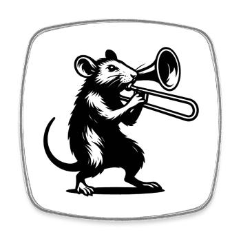 Bass rat with guitar - Square fridge magnet - white - Front