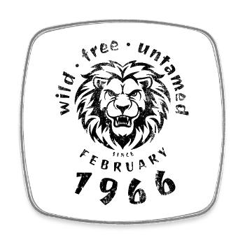 60e anniversaire Sauvage, libre et indompté depuis 02/1966 - Magnet carré - blanc - Devant
