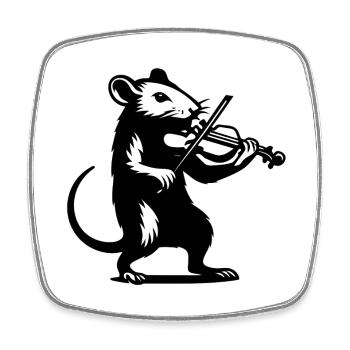 Violine spielende Ratte - Viereckiger Kühlschrankmagnet - Weiß - Vorne