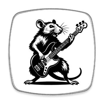 Bassrat in rock groove - Square fridge magnet - white - Front