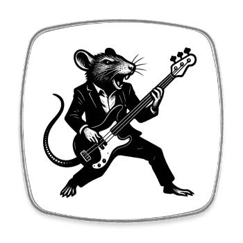 Ratte Rocker mit Gitarre im Anzug - Viereckiger Kühlschrankmagnet - Weiß - Vorne