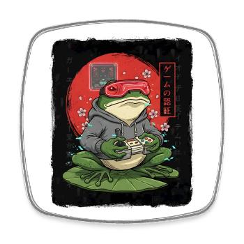 Retro-Gamer-Frosch im Hoodie - Viereckiger Kühlschrankmagnet - Weiß - Vorne