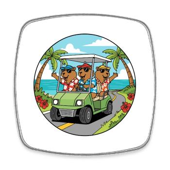 Vacances à la plage Golf Kart Capybara Art - Magnet carré - blanc - Devant