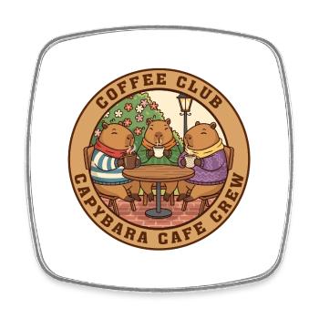 Capybara Café Crew Kaffeeclub - Viereckiger Kühlschrankmagnet - Weiß - Vorne
