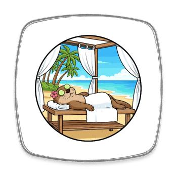 Art relaxant à la Otter Beach Spa Day - Magnet carré - blanc - Devant