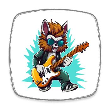 Gitarrowl Rockwolf with sunglasses - Square fridge magnet - white - Front
