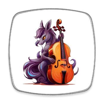 Poney violoncelle dans un orchestre fantastique - Magnet carré - blanc - Devant