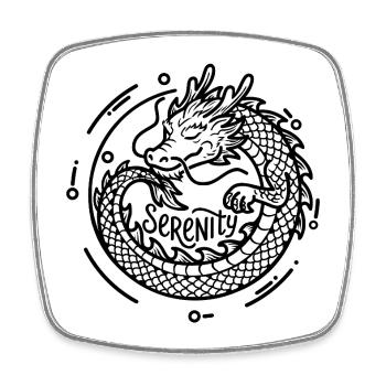 Serenity Dragon - Mindfulness & Fantasy - Square fridge magnet - white - Front