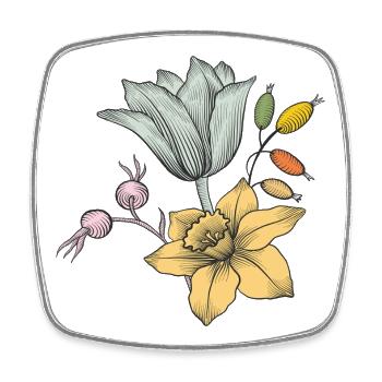 Vintage Blütenillustration  - Viereckiger Kühlschrankmagnet - Weiß - Vorne
