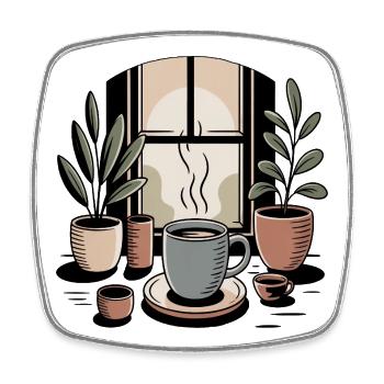 Coffee Simple Living Anti Hustle Tranquility - Square fridge magnet - white - Front