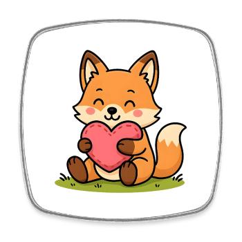 Kuschel-Fuchs mit Herz - Viereckiger Kühlschrankmagnet - Weiß - Vorne