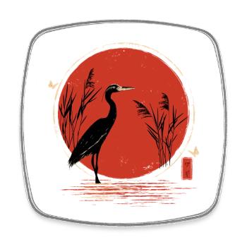 Red Crane Ukiyoe - Square fridge magnet - white - Front