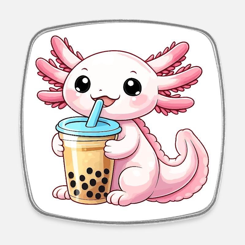 Bubble Tea Drachen-Anhänger - Viereckiger Kühlschrankmagnet - Weiß