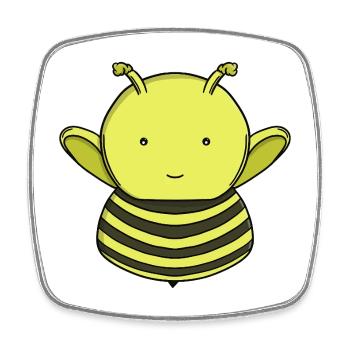 Niedliches Hummel-Kawaii-Honigbienen-Zeichentrick-Insekt - Viereckiger Kühlschrankmagnet - Weiß - Vorne