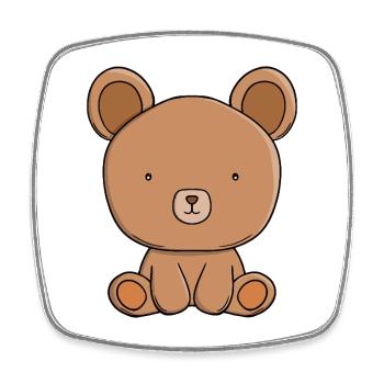 Cute Teddy Bear Adorable Kawaii Brown Animal Carto - Square fridge magnet - white - Front