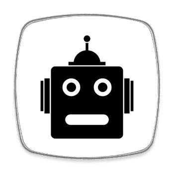 Roboterkopf - Viereckiger Kühlschrankmagnet - Weiß - Vorne