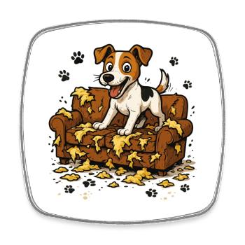 Jack Russell Terrier Funny Dog Tracks Gift - Square fridge magnet - white - Front