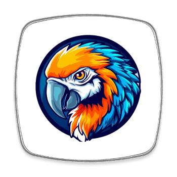 Tropical Parrot Esports Maskottchen-Logo - Viereckiger Kühlschrankmagnet - Weiß - Vorne