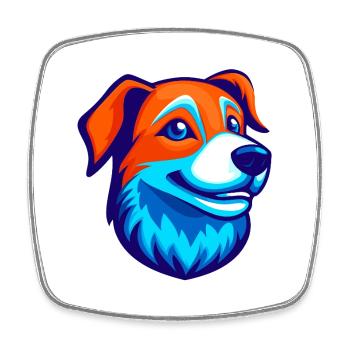 Logo de la mascotte Happy Dog Esports - Magnet carré - blanc - Devant
