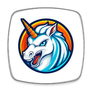 Savage Unicorn Esports Mascot Logo - Square fridge magnet - white - Front