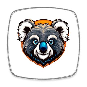 Niedliches Koala Esports Maskottchen-Abzeichen - Viereckiger Kühlschrankmagnet - Weiß - Vorne