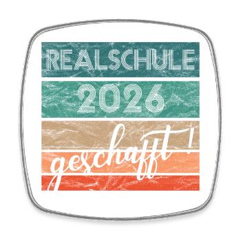 Realschule 2026 Geschenk geschafft mittlere Reife - Viereckiger Kühlschrankmagnet - Weiß - Vorne