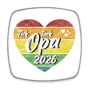 Tick Tack Opa 2026 werdender Uropa 2026 retro - Viereckiger Kühlschrankmagnet - Weiß - Vorne