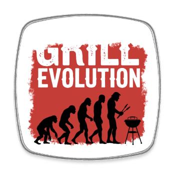 Grill Evolution Lustiger Grillmeister Spruch - Viereckiger Kühlschrankmagnet - Weiß - Vorne