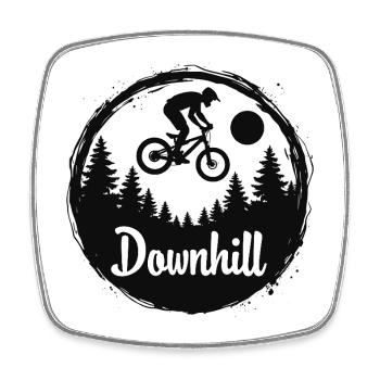 Downhill Mountain Bike Adventure in the Forest - Square fridge magnet - white - Front